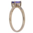 9ct Yellow Gold 0.10ct Diamond And Tanzanite Ring