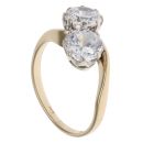 9ct Yellow Gold Cubic Zirconia Two Stone Twist Ring
