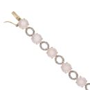 9ct Yellow Gold 0.10ct Diamond and Rose Quartz Fancy Bracelet 7"