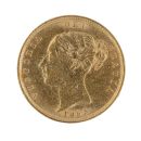 1885 Victoria Young Head Shield UK Half Sovereign Coin