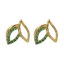 22ct Yellow Gold Green Gemstone Leaf Stud Earrings
