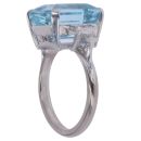 14ct White Gold 0.10ct Brilliant Cut Diamond and Aquamarine Ring