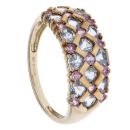 9ct Yellow Gold Pink Aquamarine and Sapphire Fancy Ring
