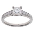 Platinum 0.60ct Princess and Brilliant Cut Diamond Solitaire Ring