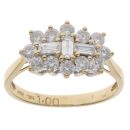 18ct Yellow Gold 1.00ct Brilliant and Baguette Cut Diamond Cluster Ring