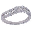 18ct White Gold 0.32ct Brilliant Cut Diamond Two Row Fancy Ring
