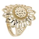 14ct Yellow Gold Diamond Cut Flower Patterned Ring