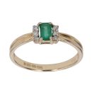 9ct Yellow Gold 0.05ct Brilliant Cut Diamond and Emerald Single Stone Ring