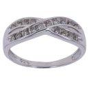 9ct White Gold 0.25ct Brilliant Cut Diamond Crossover Ring