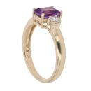 9ct Yellow Gold Cubic Zirconia and Amethyst Three Stone Ring