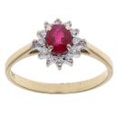 18ct Yellow Gold 0.10ct Diamond and Ruby Cluster Ring