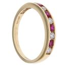 18ct Yellow Gold 0.15ct Diamond and Ruby Half Eternity Ring