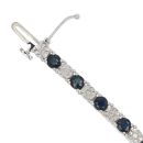 9ct White Gold 0.24ct Diamond and Sapphire Tennis Bracelet 7"