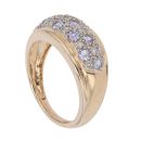14ct Yellow Gold 0.15ct Brilliant Cut Diamond and Tanzanite Three Row Ring