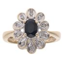 9ct Yellow Gold 0.10ct Diamond and Sapphire Cluster Ring
