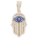 9ct Yellow Gold Multi-Gemstone Hamza Hand Pendant