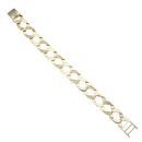 9ct Yellow Gold Patterned and Plain Curb Bracelet 8.5"