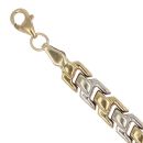 9ct Yellow and White Gold Plain Gate Bracelet 7"