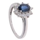 18ct White Gold 0.44ct Brilliant Cut Diamond and Sapphire Cluster Ring