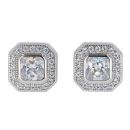 Silver Cubic Zirconia Fancy Cluster Stud Earrings by Icesia