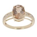 9ct Yellow Gold Cubic Zirconia and Smoky Quartz Ring