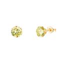 9ct Yellow Gold Light Peridot Cubic Zirconia Stud Earrings 5mm