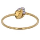 22ct Yellow Gold Cubic Zirconia Leaf Ring