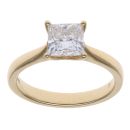 18ct Yellow Gold 1.00ct Princess Cut Lab Grown Diamond Solitaire Ring
