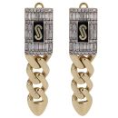 14ct Yellow Gold Monaco Classic Baguette Mixed Link Drop Earrings