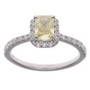 9ct White Gold 1.50ct Emerald and Brilliant Cut Yellow and Colourless Lab Grown Diamond Cluster Ring