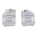 Silver Cubic Zirconia Cluster Stud Earrings by Icesia