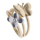 14ct Yellow and White Gold Butterfly and Flower Fancy Ring