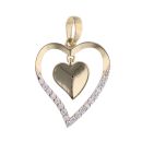 14ct Yellow Gold Cubic Zirconia Double Heart Pendant