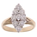 14ct Yellow Gold 1.10ct Brilliant Cut Diamond Cluster Ring