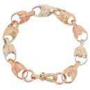 9ct Yellow, White and Rose Gold Patterned Tulip Bracelet 9"
