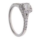 Platinum 0.85ct Radiant and Brilliant Cut Diamond Cluster Ring