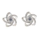Silver Cubic Zirconia Swirl Stud Earrings By Icesia