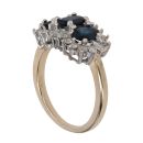 9ct Yellow Gold 0.50ct Brilliant Cut Diamond and Sapphire Cluster Ring