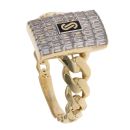 14ct Yellow Gold Monaco Classic Plain Baguette Link Signet Ring