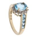 9ct Yellow Gold 0.05ct Diamond and Blue Topaz Cluster Ring