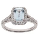 18ct White Gold 0.29ct Brilliant Cut Diamond and Aquamarine Cluster Ring