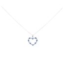 Silver Cubic Zirconia and Blue Gemstone Heart Pendant and Chain 18"" By Icesia