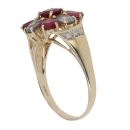 9ct Yellow Gold 0.05ct Diamond, Aquamarine and Ruby Cluster Ring