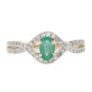 9ct Yellow Gold 0.31cts Diamond And Emerald Ring