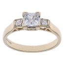 9ct Yellow Gold Cubic Zirconia Three Stone Ring