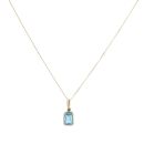 9ct Yellow Gold Blue Topaz Pendant and Chain 18"
