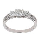 18ct White Gold 1.00ct Brilliant Cut Diamond Trilogy Ring