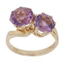 9ct Yellow Gold Amethyst Two Stone Ring