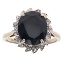 9ct Yellow Gold 0.05ct Diamond and Sapphire Cluster Ring