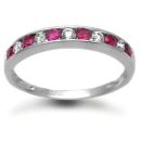 18ct White Gold Diamond 0.18ct Ruby 0.36ct Chan Set Half Eternity Ring